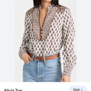 Veronica Beard Alivia Floral Print Cotton Poplin Blouse